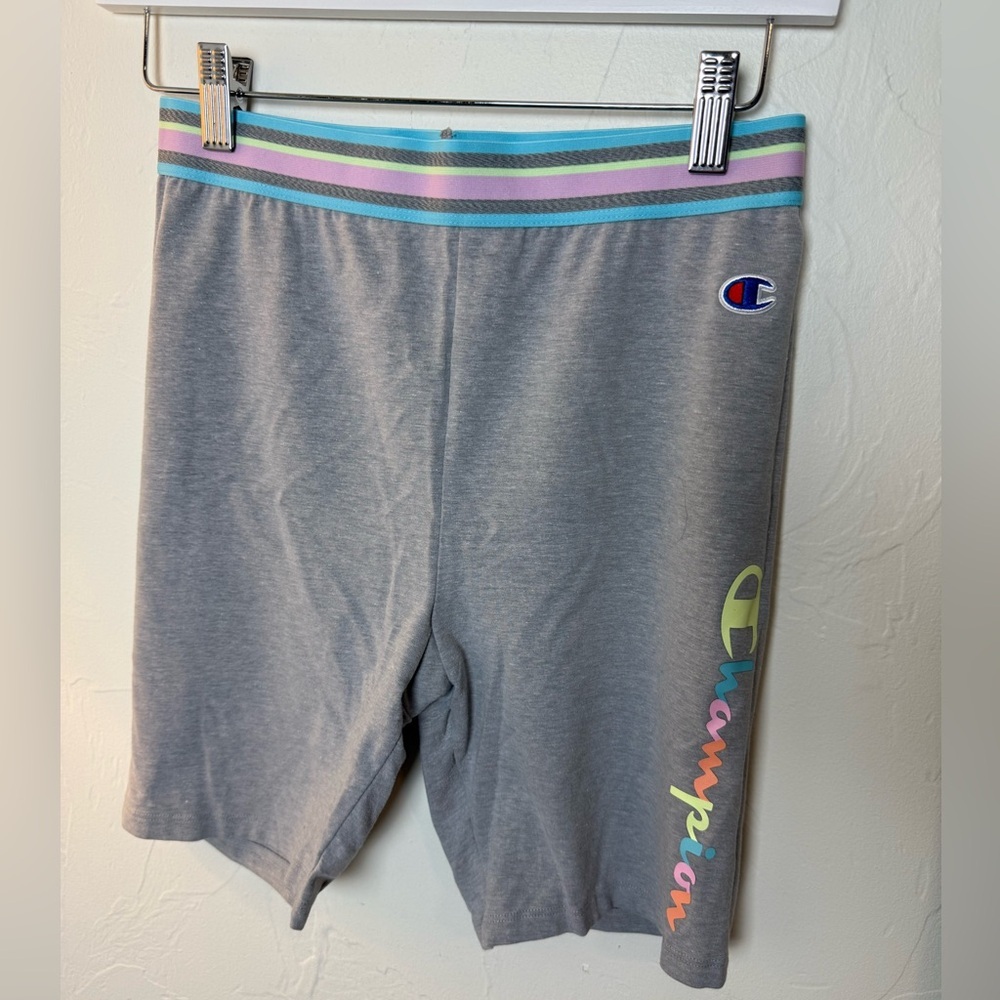 Champion Heather Gray Shorts with Colorful Logo